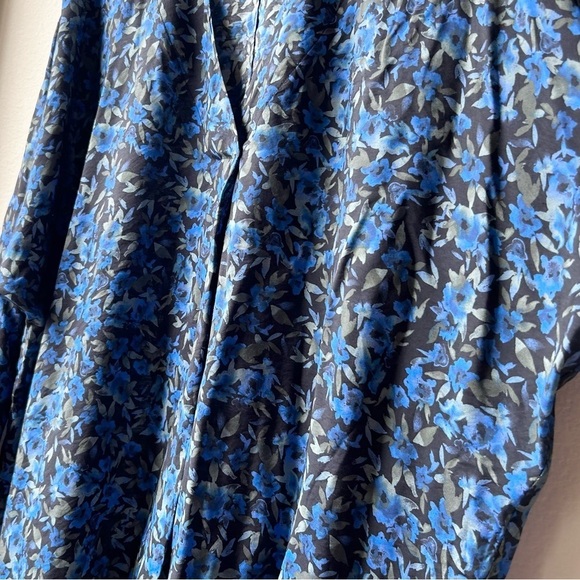 MUNTHE ALUNARIA TOP V neck long sleeve Blue Black floral-print blouse Sz 8 - Picture 7 of 16